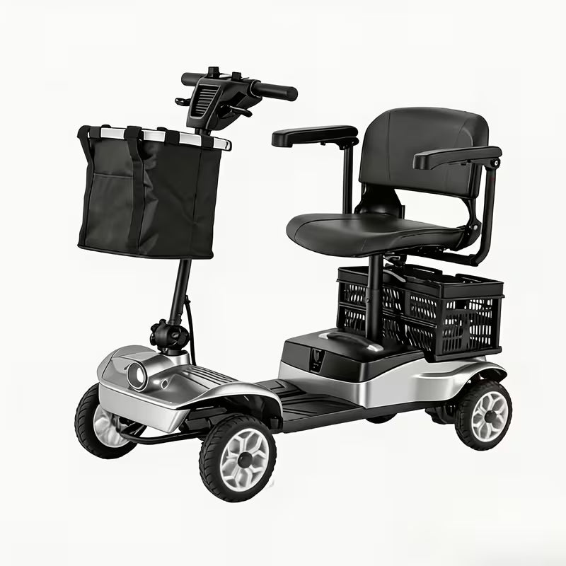 Senior Electric Mobility Scooter, Ergonomic Handle, Electromagnetic Brake, LED Light, Shopping Basket, 264.55LB Load, Safe Travel