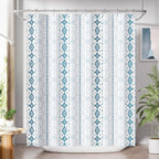 Shower Curtain, Washable Cloth Black Shower Curtain Sets with 12 Shower Curtain Hooks, Fabric Rustic Black and White Striped Curtain, Farmhouse Bathroom Curtains, 72x72 Inches