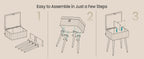 Vanity Stool Chair Faux Fur with Storage, Vanity Bench, Metal Legs, Adjustable Feet, for Living Room, Bedroom, Makeup Room, Cream White ULOM505WZ02