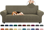 Stretch Sofa Cover Slipcover ，Couch Covers for 3 Cushion Couch Sofa pet Friendly (78"-94") Furniture Protector Sofa with Elastic Bottom for Kids,Dog, Jacquard Small Checked(Large,Black)