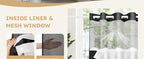 No Hook Shower Curtain and Liner Set, Black Snap in Shower Curtain Ringless Chevron Tufted Cloth Waterproof Washable Fabric Bath Curtain with See Through Top Window for Bathroom Hotel 71" x 74"
