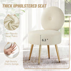 Armless Vanity Chair for Makeup Room, Velvet Vanity Stool with Back, Living Room Chair with Solid Metal Legs for Bedroom, Study Room, Vanity(Khaki)