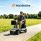 Senior Electric Mobility Scooter, Ergonomic Handle, Electromagnetic Brake, LED Light, Shopping Basket, 264.55LB Load, Safe Travel