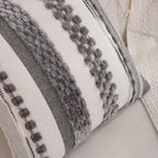 Grey Throw Pillow Covers 18x18 Set of 2 Boho Stripe Pillow Covers Tufted Decorative Pillow Case Accent Pillowcase Farmhouse Cushion Case Nuetral Textured Pillow Cover Spring Home Decor
