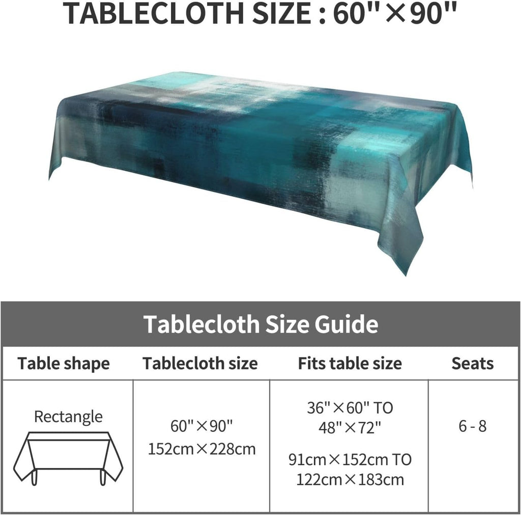 Teal Grey Tablecloth Turquoise Rectangle Table Cloth Washable Table Cover for Decoration Kitchen Dining Room 60x90 Inch