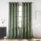Natural Linen Curtains 84 inch Long 2 Panels Set, Grommet Top Thick Linen Burlap Semi Sheer Vertical Drapes Privacy Assured with Light Filtering for Bedroom/Living Room, W55 x L84