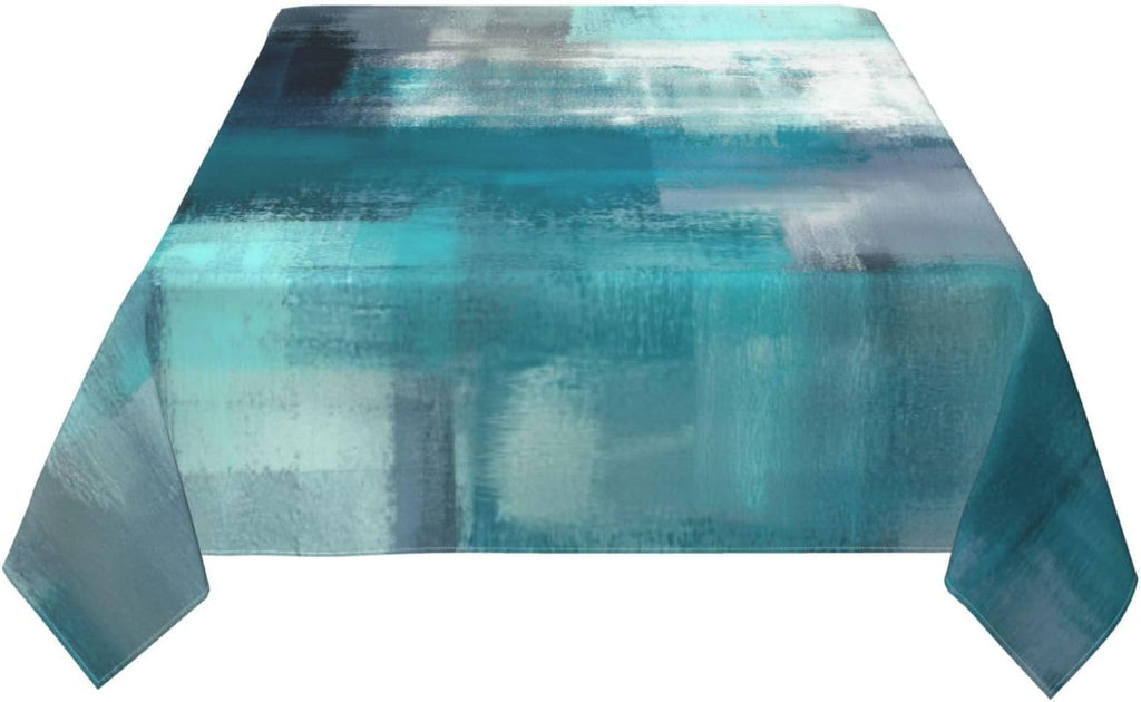 Teal Grey Tablecloth Turquoise Rectangle Table Cloth Washable Table Cover for Decoration Kitchen Dining Room 60x90 Inch