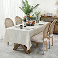 60 x 84 inches Farmhouse Style Linen tablecloths, Wrinkle Resistant Washable Dining Room Table Cloths for Rectangle Tables - Hemstitch Light Coffee