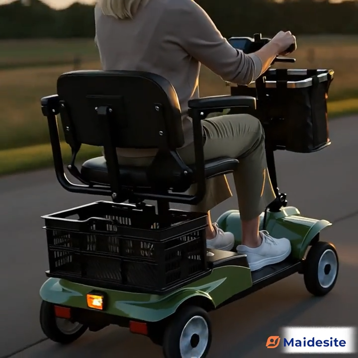 Senior Electric Mobility Scooter, Ergonomic Handle, Electromagnetic Brake, LED Light, Shopping Basket, 264.55LB Load, Safe Travel